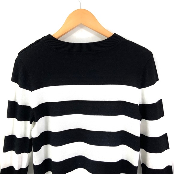 KARL LAGERFELD Black & White Long Sleeve Sweater C27 - Picture 5 of 7
